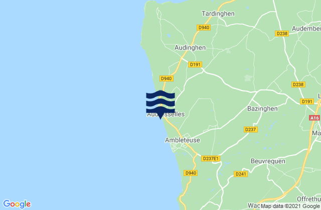Mapa de mareas Audreselles, France