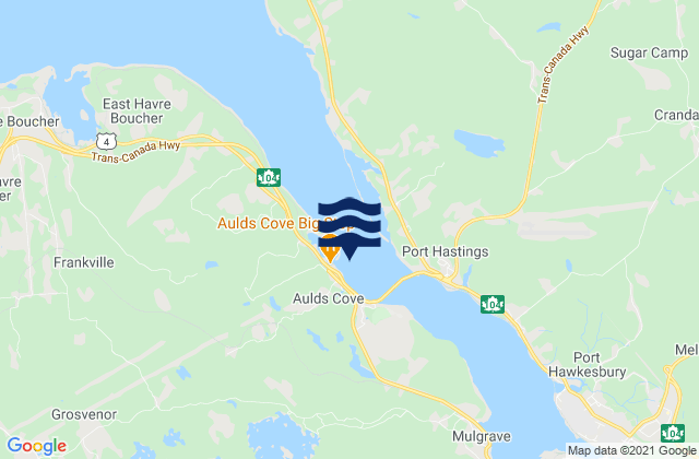 Mapa de mareas Auld Cove, Canada