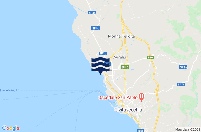 Mapa de mareas Aurelia, Italy