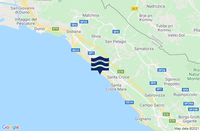 Mapa de mareas Aurisina, Italy
