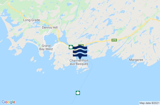 Mapa de mareas Avalon Channel, Canada