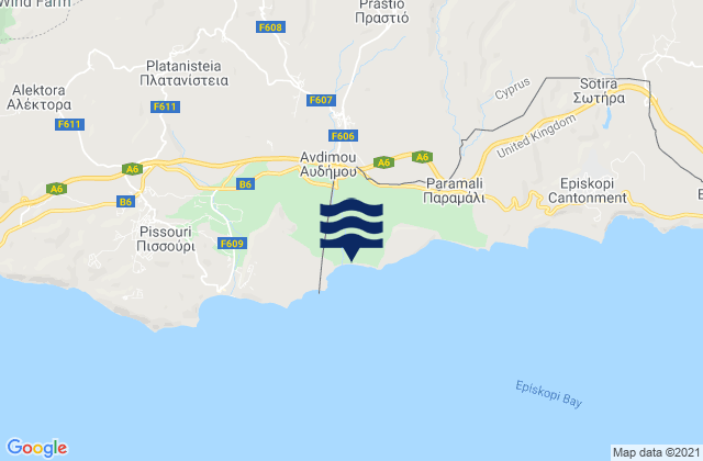 Mapa de mareas Avdímou, Cyprus