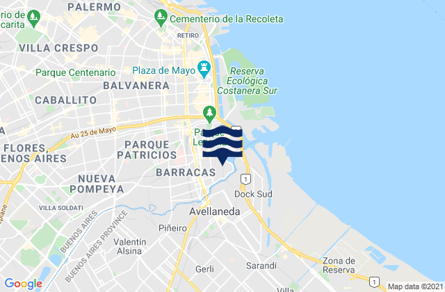 Mapa de mareas Avellaneda, Argentina
