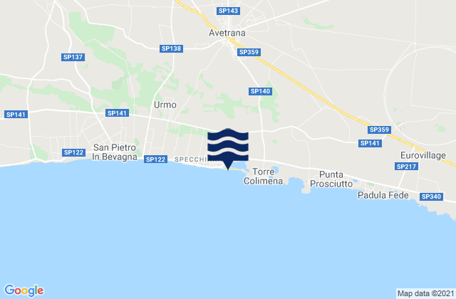 Mapa de mareas Avetrana, Italy