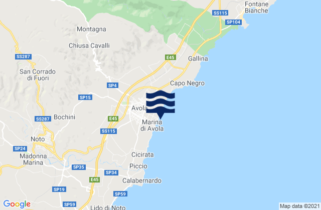 Mapa de mareas Avola, Italy