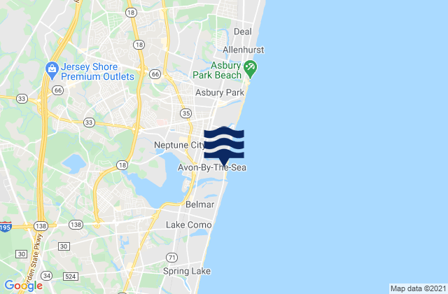 Mapa de mareas Avon-by-the-Sea, United States