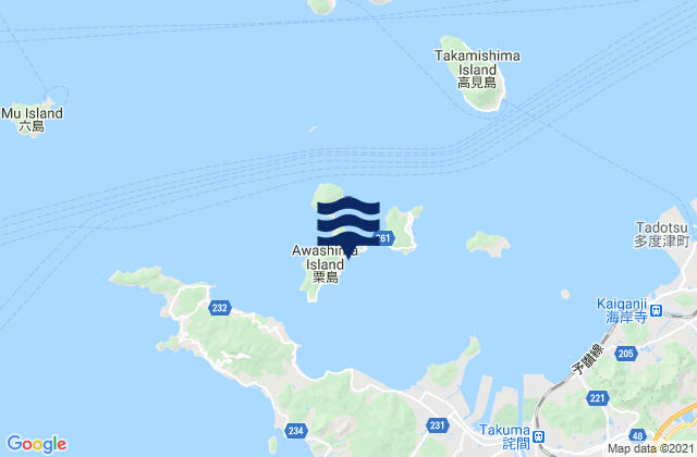 Mapa de mareas Awasima (Bisan Seto), Japan