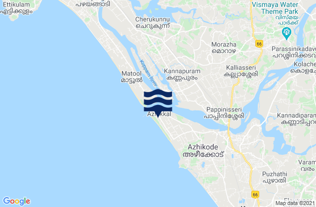 Mapa de mareas Azhikkal, India