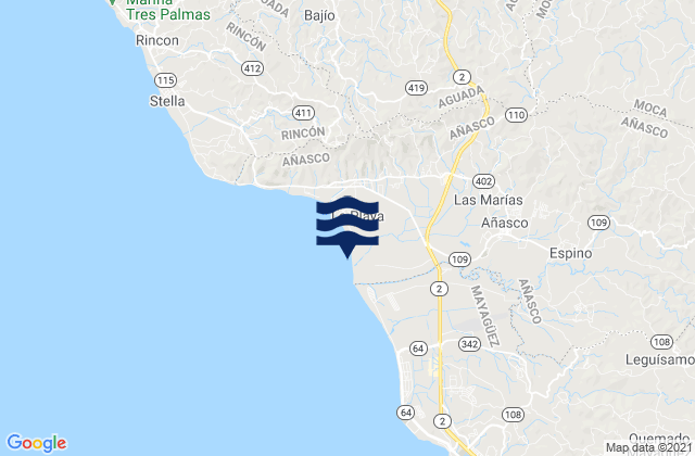 Mapa de mareas Añasco, Puerto Rico