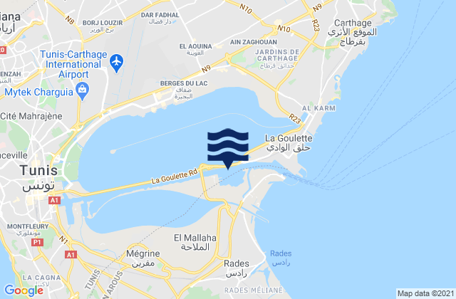 Mapa de mareas Bab El Bhar, Tunisia