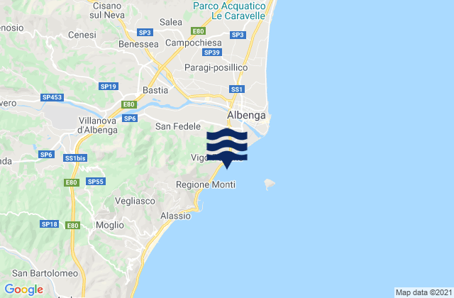 Mapa de mareas Baba Beach, Italy