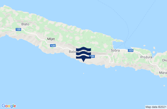 Mapa de mareas Babino Polje, Croatia