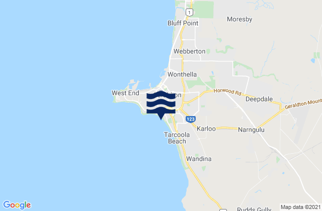 Mapa de mareas Back Beach, Australia