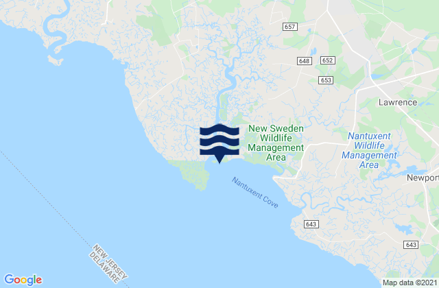 Mapa de mareas Back Creek Entrance (Nantuxent Cove), United States