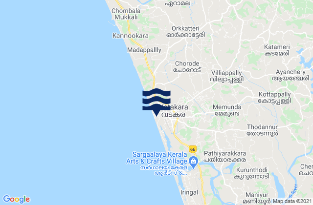 Mapa de mareas Badagara, India