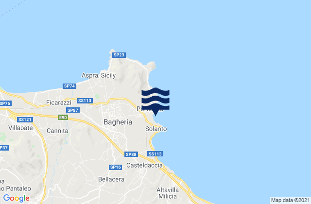 Mapa de mareas Bagheria, Italy
