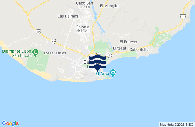 Mapa de mareas Bahia Chileno, Mexico