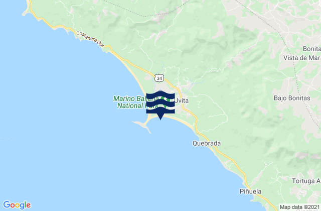 Mapa de mareas Bahia Uvita, Costa Rica