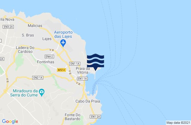 Mapa de mareas Baia Praia Ilha Terceira, Portugal