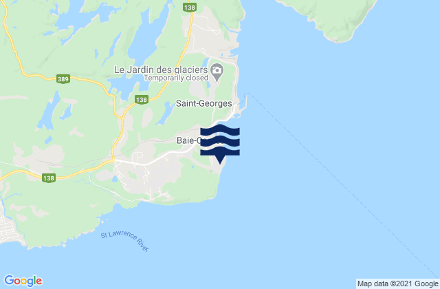 Mapa de mareas Baie-Comeau, Canada
