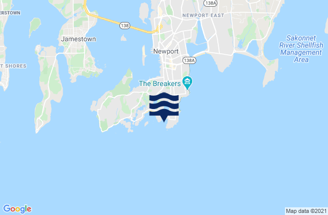 Mapa de mareas Baileys Beach, United States