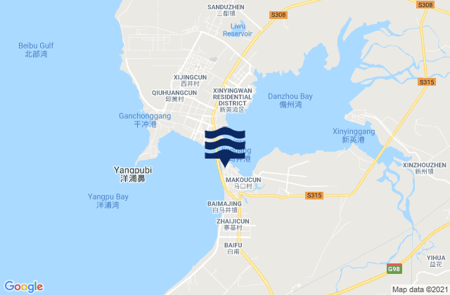 Mapa de mareas Baimajing, China