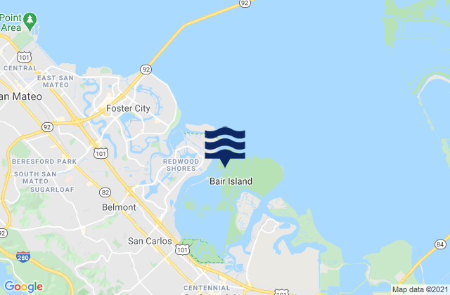 Mapa de mareas Bair Island, United States