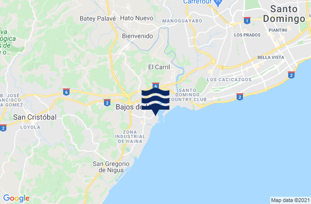 Mapa de mareas Bajos de Haina, Dominican Republic