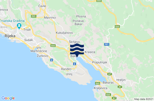 Mapa de mareas Bakar, Croatia