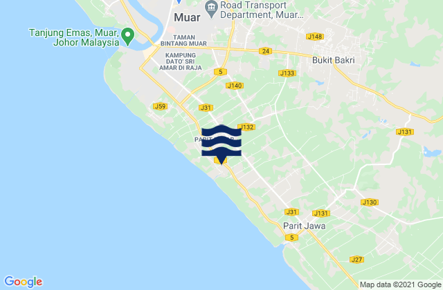 Mapa de mareas Bakri, Malaysia