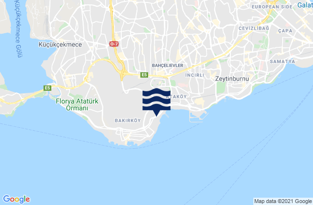 Mapa de mareas Bakırköy, Turkey