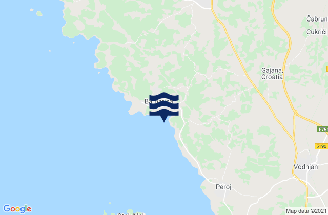 Mapa de mareas Bale-Valle, Croatia