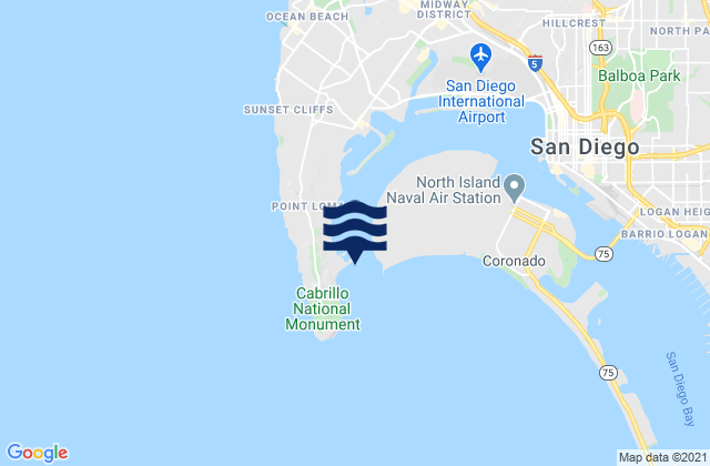 Mapa de mareas Ballast Point south of, United States