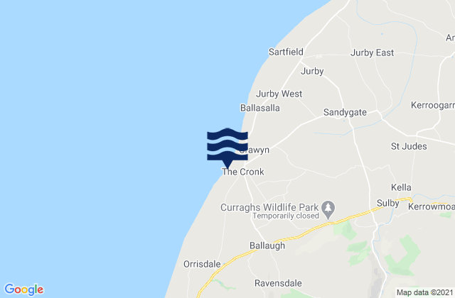 Mapa de mareas Ballaugh, Isle of Man