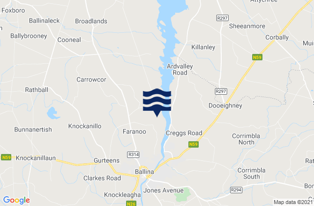 Mapa de mareas Ballina, Ireland