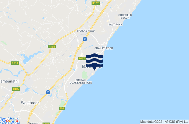 Mapa de mareas Ballito, South Africa