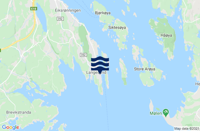 Mapa de mareas Bamble, Norway