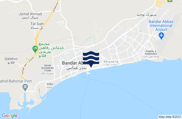 Mapa de mareas Bandar Abbas, Iran