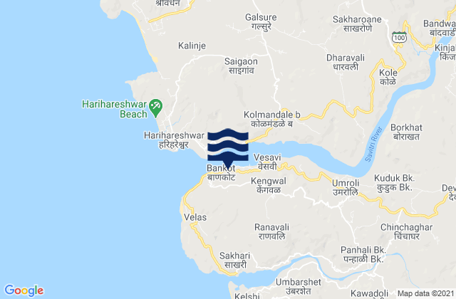 Mapa de mareas Bankot, India