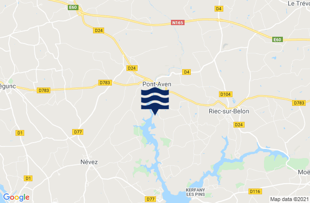 Mapa de mareas Bannalec, France