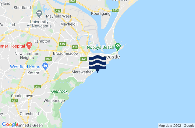 Mapa de mareas Bar Beach, Australia