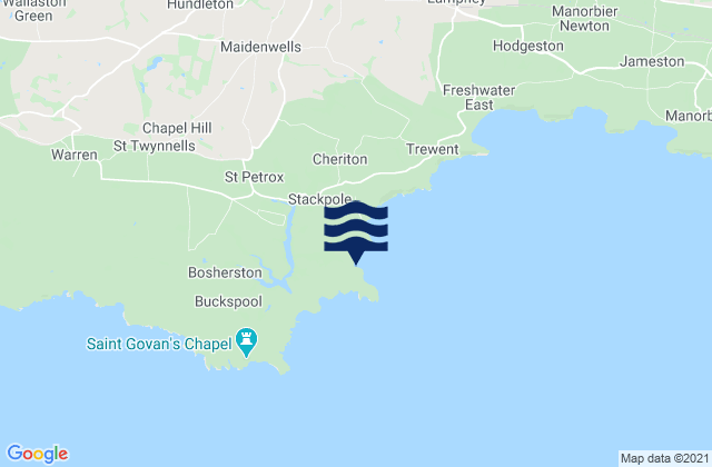 Mapa de mareas Barafundle Bay Beach, United Kingdom