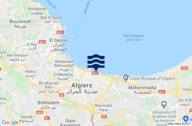 Mapa de mareas Baraki, Algeria