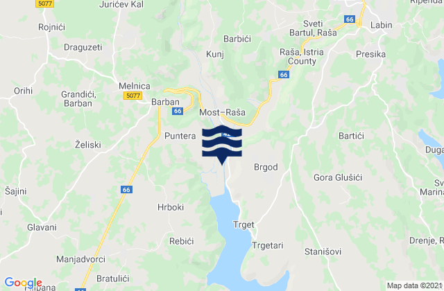 Mapa de mareas Barban, Croatia