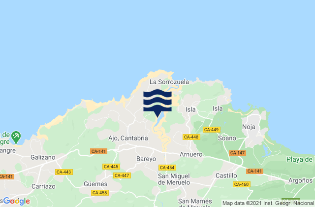 Mapa de mareas Bareyo, Spain