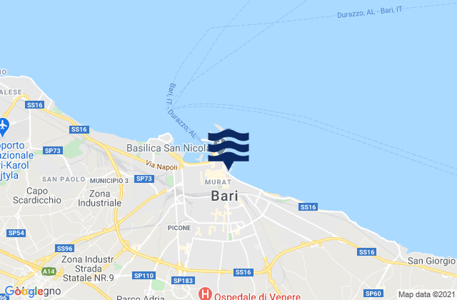 Mapa de mareas Bari, Italy