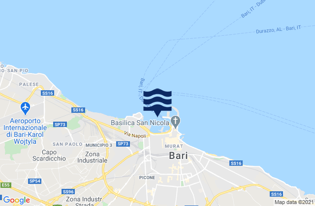 Mapa de mareas Bari Port, Italy