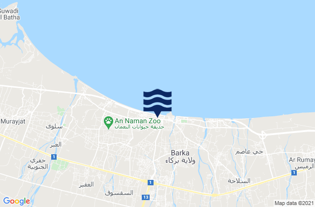 Mapa de mareas Barkā’, Oman