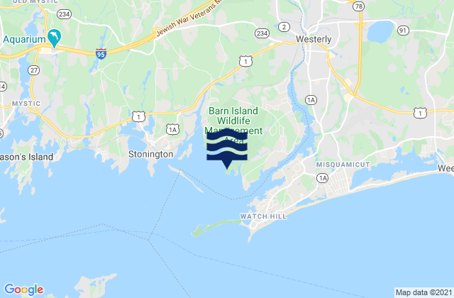 Mapa de mareas Barn Island, United States