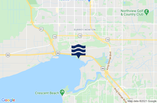 Mapa de mareas Barnston Island, Canada